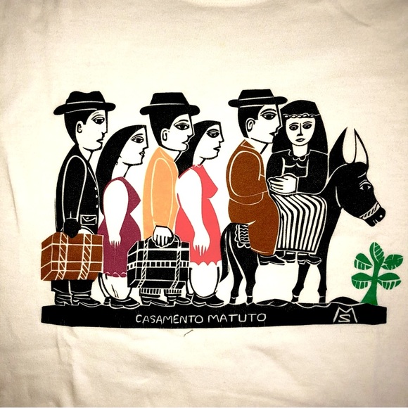 Malwee Kids Cool Brazilian Folkloric Art T Shirt Casamento Matuto size 14 - Picture 2 of 7